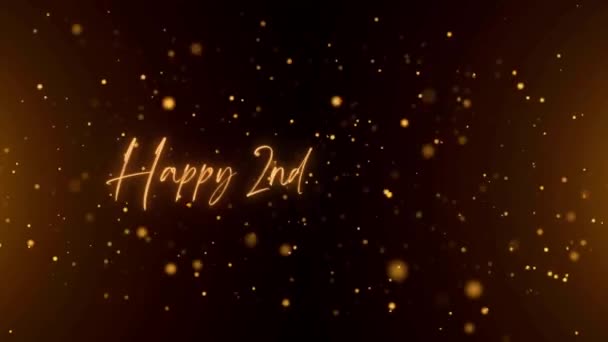 Happy Anniversary Text Animation Animated Happy 2Nd Anniversary Golden Text — Wideo stockowe