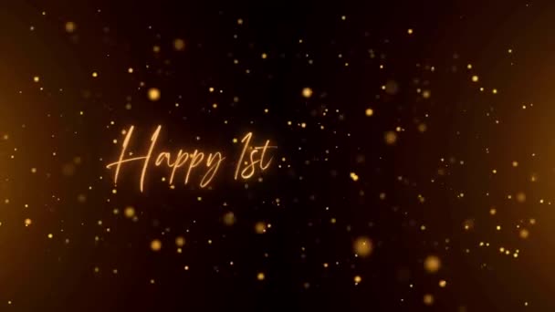 Happy Anniversary Text Animation Animated Happy 1St Anniversary Golden Text — Vídeo de Stock