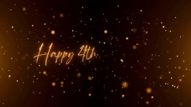 Happy Anniversary Text Animation Animated Happy 4Th Anniversary Golden Text — стоковое видео