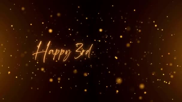 Happy Anniversary Text Animation Animated Happy 3Rd Anniversary Golden Text — Vídeo de Stock