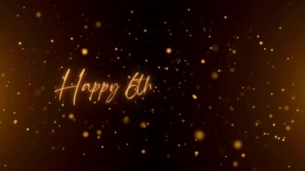 Happy Anniversary Text Animation Animated Happy 6Th Anniversary Golden Text — Stockvideo