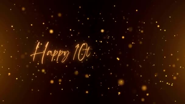 Happy Anniversary Text Animation Animated Happy 10Th Anniversary Golden Text — стоковое видео
