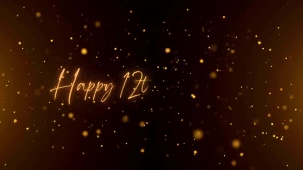 Happy Anniversary Text Animation Animated Happy 12Th Anniversary Golden Text — стоковое видео