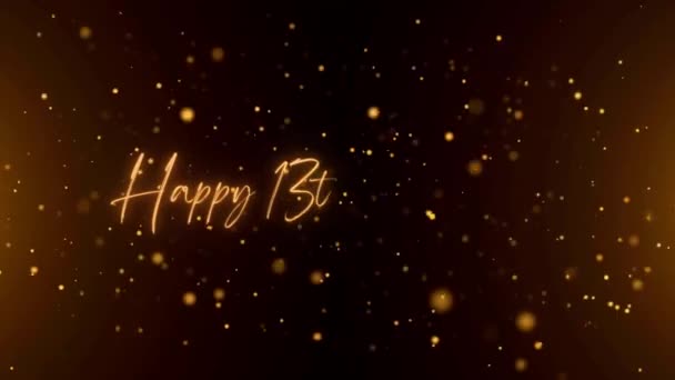 Happy Anniversary Text Animation Animated Happy 13Th Anniversary Golden Text — Αρχείο Βίντεο