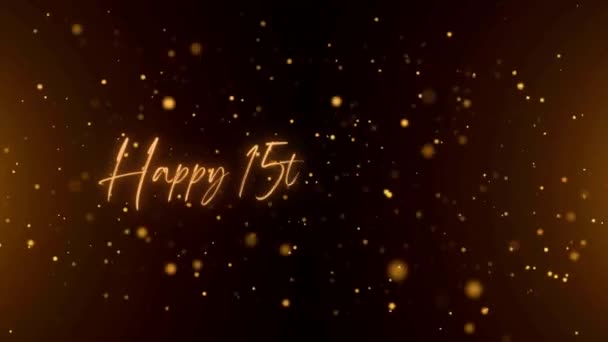 Happy Anniversary Text Animation Animated Happy 15Th Anniversary Golden Text — Stockvideo