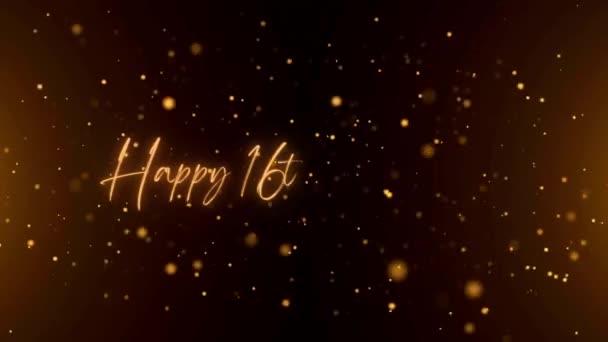 Happy Anniversary Text Animation Animated Happy 16Th Anniversary Golden Text — Stockvideo