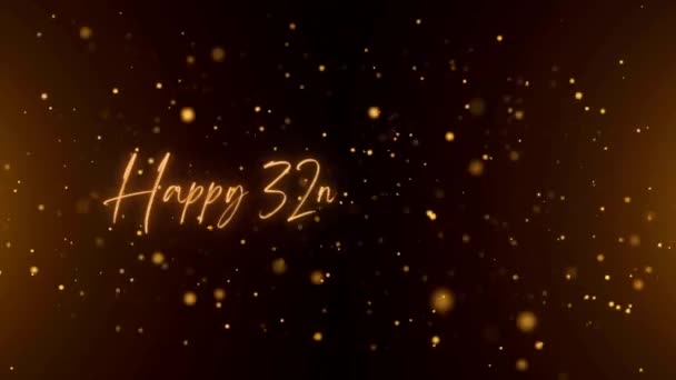 Happy Anniversary Text Animation Animated Happy 32Nd Anniversary Golden Text — Vídeo de Stock