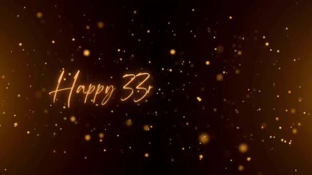 Happy Anniversary Text Animation Animated Happy 33Rd Anniversary Golden Text — Αρχείο Βίντεο
