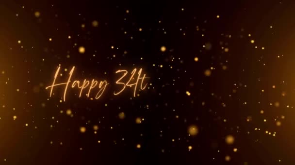 Happy Anniversary Text Animation Animated Happy 34Th Anniversary Golden Text — Vídeos de Stock