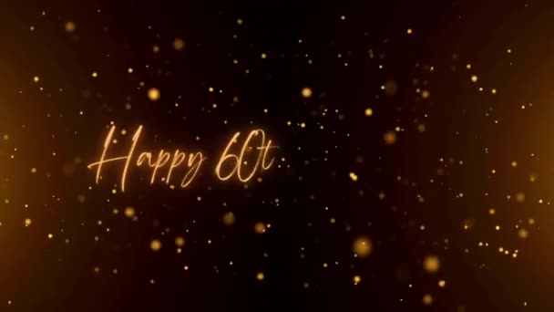 Happy Anniversary Text Animation Animated Happy 60Th Anniversary Golden Text — Αρχείο Βίντεο