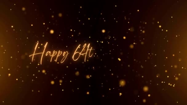 Happy Anniversary Text Animation Animated Happy 64Th Anniversary Golden Text — стоковое видео