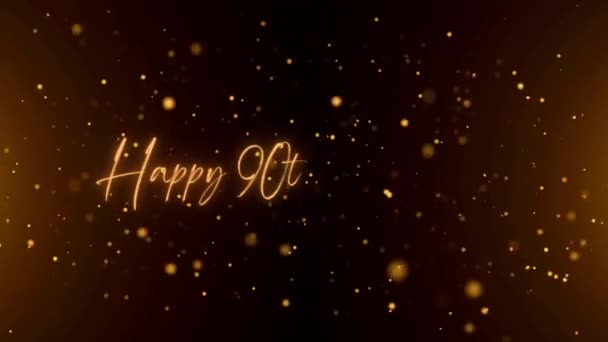Happy Anniversary Text Animation Animated Happy 90Th Anniversary Golden Text — Stock video