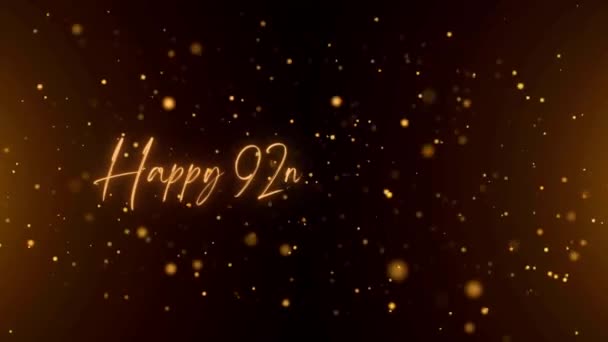 Happy Anniversary Text Animation Animated Happy 92Nd Anniversary Golden Text — стоковое видео