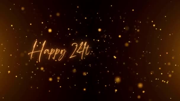 Happy Anniversary Text Animation Animated Happy 24Th Anniversary Golden Text — стоковое видео