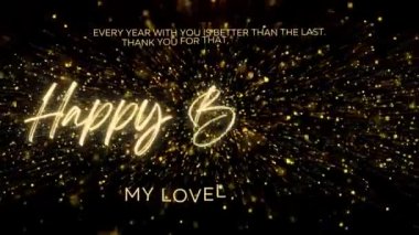 4K Happy Birthday Wishes for Wife with Gold Text Animation. Animated Happy Birthday with Black and Glittering Golden Bokeh Background. Suitable for Birthday event, party and celebration.