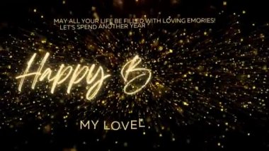 4K Happy Birthday Wishes for Wife with Gold Text Animation. Animated Happy Birthday with Black and Glittering Golden Bokeh Background. Suitable for Birthday event, party and celebration.
