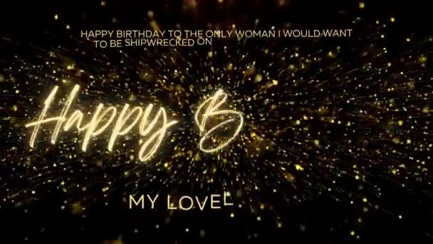 Happy Birthday Wishes Wife Gold Text Animation Animated Happy Birthday — стоковое видео