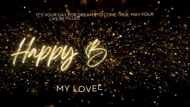 Happy Birthday Wishes Wife Gold Text Animation Animated Happy Birthday — Video