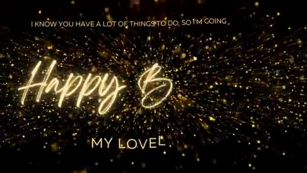 Happy Birthday Wishes Wife Gold Text Animation Animated Happy Birthday — Video Stock