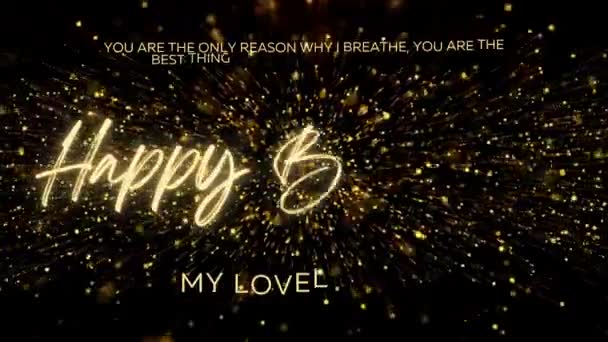 Happy Birthday Wishes Wife Gold Text Animation Animated Happy Birthday — Stockvideo