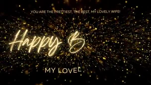 Happy Birthday Wishes Wife Gold Text Animation Animated Happy Birthday — стоковое видео