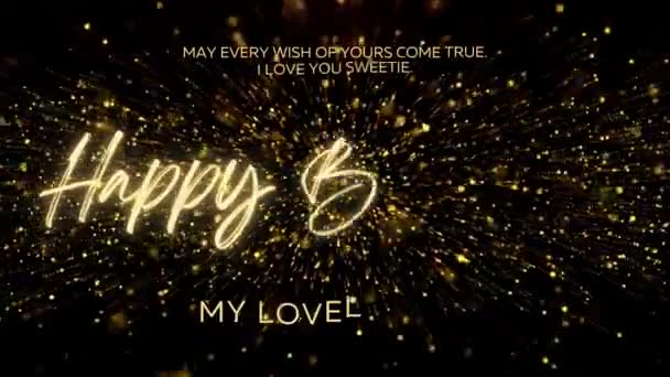 Happy Birthday Wishes Wife Gold Text Animation Animated Happy Birthday — Videoclip de stoc