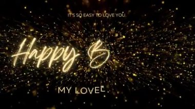 4K Happy Birthday Wishes for Wife with Gold Text Animation. Animated Happy Birthday with Black and Glittering Golden Bokeh Background. Suitable for Birthday event, party and celebration.