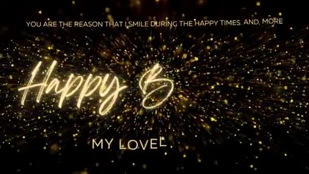 Щасливі Побажання Народження Дружини Золотою Текстовою Анімацією Анімація Щасливий День — стокове відео