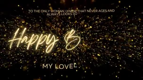 Happy Birthday Wishes Wife Gold Text Animation Animated Happy Birthday — Stock video