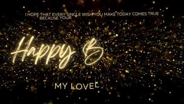 Happy Birthday Wishes Wife Gold Text Animation Animated Happy Birthday — Αρχείο Βίντεο