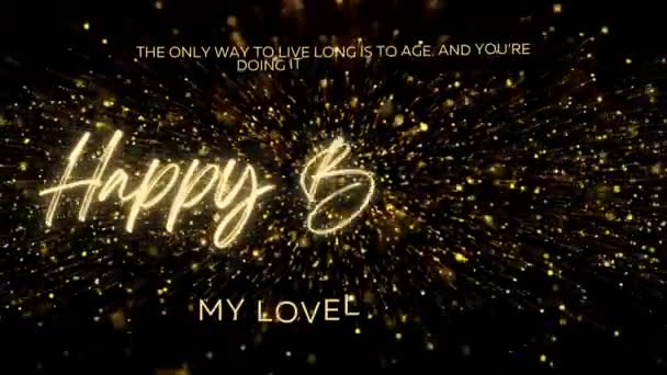 Happy Birthday Wishes Wife Gold Text Animation Animated Happy Birthday — Αρχείο Βίντεο