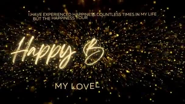 Happy Birthday Wishes Wife Gold Text Animation Animated Happy Birthday — Stockvideo