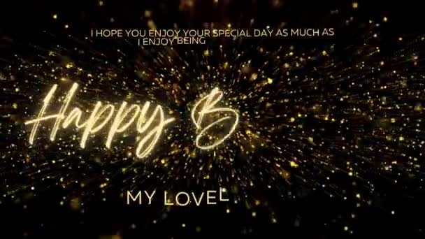 Happy Birthday Wishes Wife Gold Text Animation Animated Happy Birthday — Wideo stockowe
