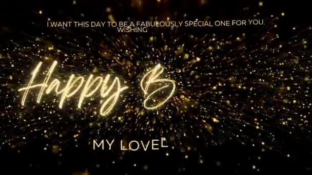 Happy Birthday Wishes Wife Gold Text Animation Animated Happy Birthday — Videoclip de stoc