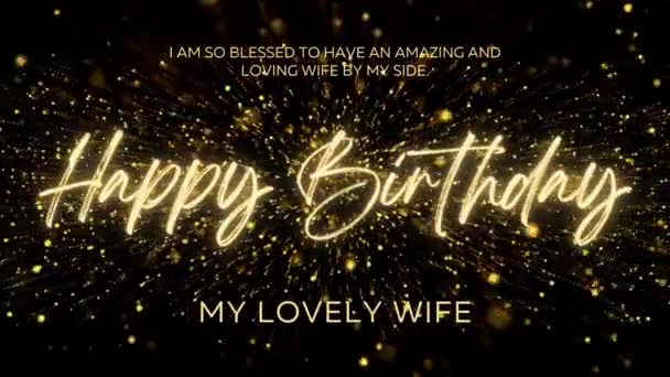 Happy Birthday Wishes Wife Gold Text Animation Animated Happy Birthday — ストック動画