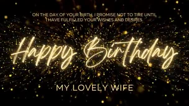 Happy Birthday Wishes Wife Gold Text Animation Animated Happy Birthday — Vídeo de Stock