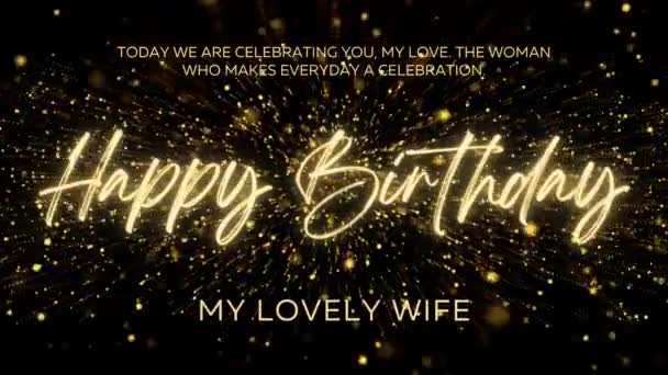 Happy Birthday Wishes Wife Gold Text Animation Animated Happy Birthday — Videoclip de stoc