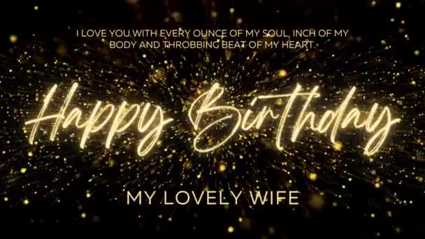 Happy Birthday Wishes Wife Gold Text Animation Animated Happy Birthday — Αρχείο Βίντεο