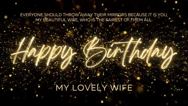 Happy Birthday Wishes Wife Gold Text Animation Animated Happy Birthday — Stockvideo