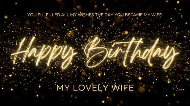 Happy Birthday Wishes Wife Gold Text Animation Animated Happy Birthday — Videoclip de stoc