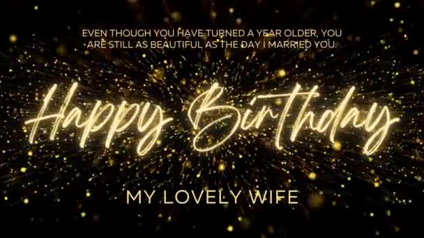 Happy Birthday Wishes Wife Gold Text Animation Animated Happy Birthday — Wideo stockowe