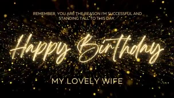 Happy Birthday Wishes Wife Gold Text Animation Animated Happy Birthday — Αρχείο Βίντεο