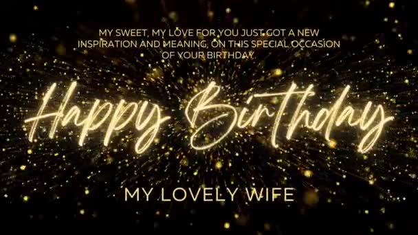 Happy Birthday Wishes Wife Gold Text Animation Animated Happy Birthday — Stockvideo
