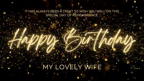 Happy Birthday Wishes Wife Gold Text Animation Animated Happy Birthday — ストック動画