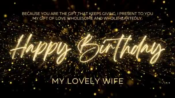 Happy Birthday Wishes Wife Gold Text Animation Animated Happy Birthday — Vídeos de Stock