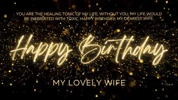 Happy Birthday Wishes Wife Gold Text Animation Animated Happy Birthday — kuvapankkivideo