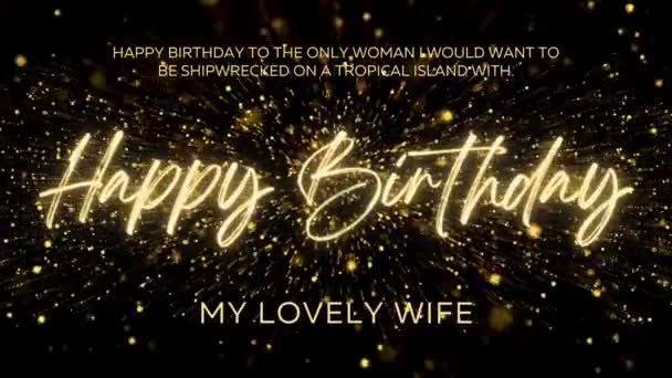 Happy Birthday Wishes Wife Gold Text Animation Animated Happy Birthday — Vídeos de Stock