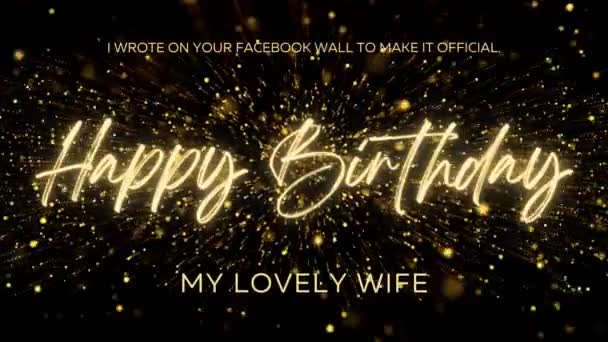 Happy Birthday Wishes Wife Gold Text Animation Animated Happy Birthday — Stock video