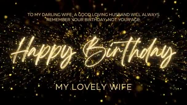 Happy Birthday Wishes Wife Gold Text Animation Animated Happy Birthday — Stock video