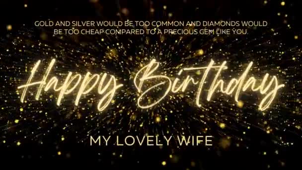 Happy Birthday Wishes Wife Gold Text Animation Animated Happy Birthday — ストック動画